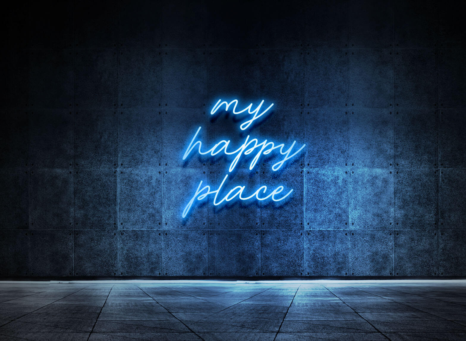 Panneau Néon LED My Happy Place Blanc, USB, Décor Mural Art Déco, GGK